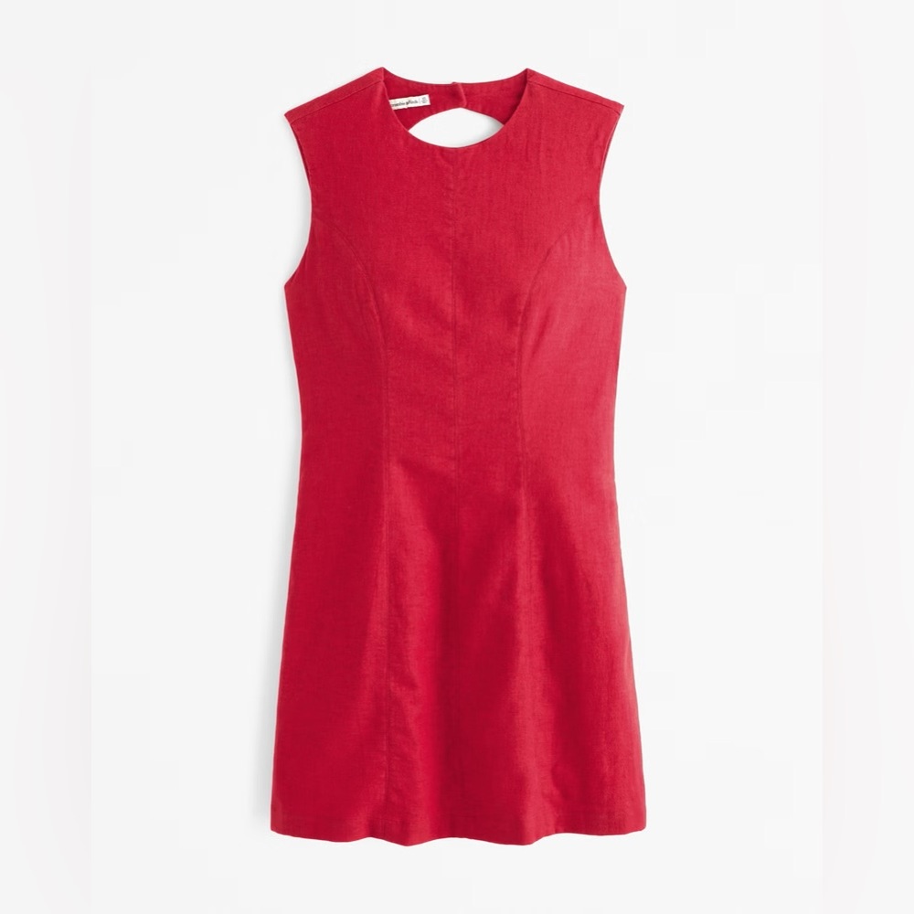 A&F Red Linen-Blend Shell Mini Dress Size M(TALL)
